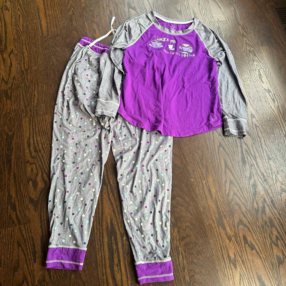 Cuddl Duds  Long Sleeve Crew Neck Top and Jogger Pajama set